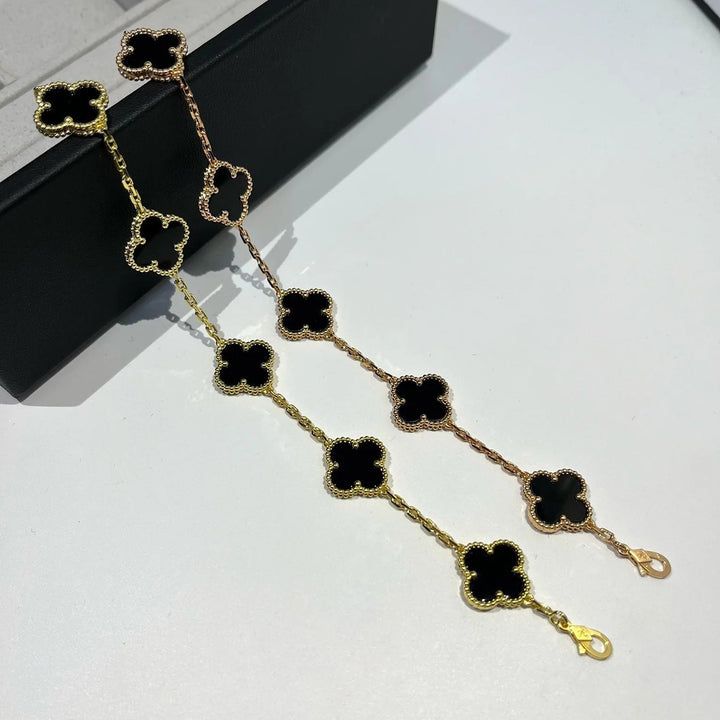 Clover 5 Motiv Black Onyx Bracelet