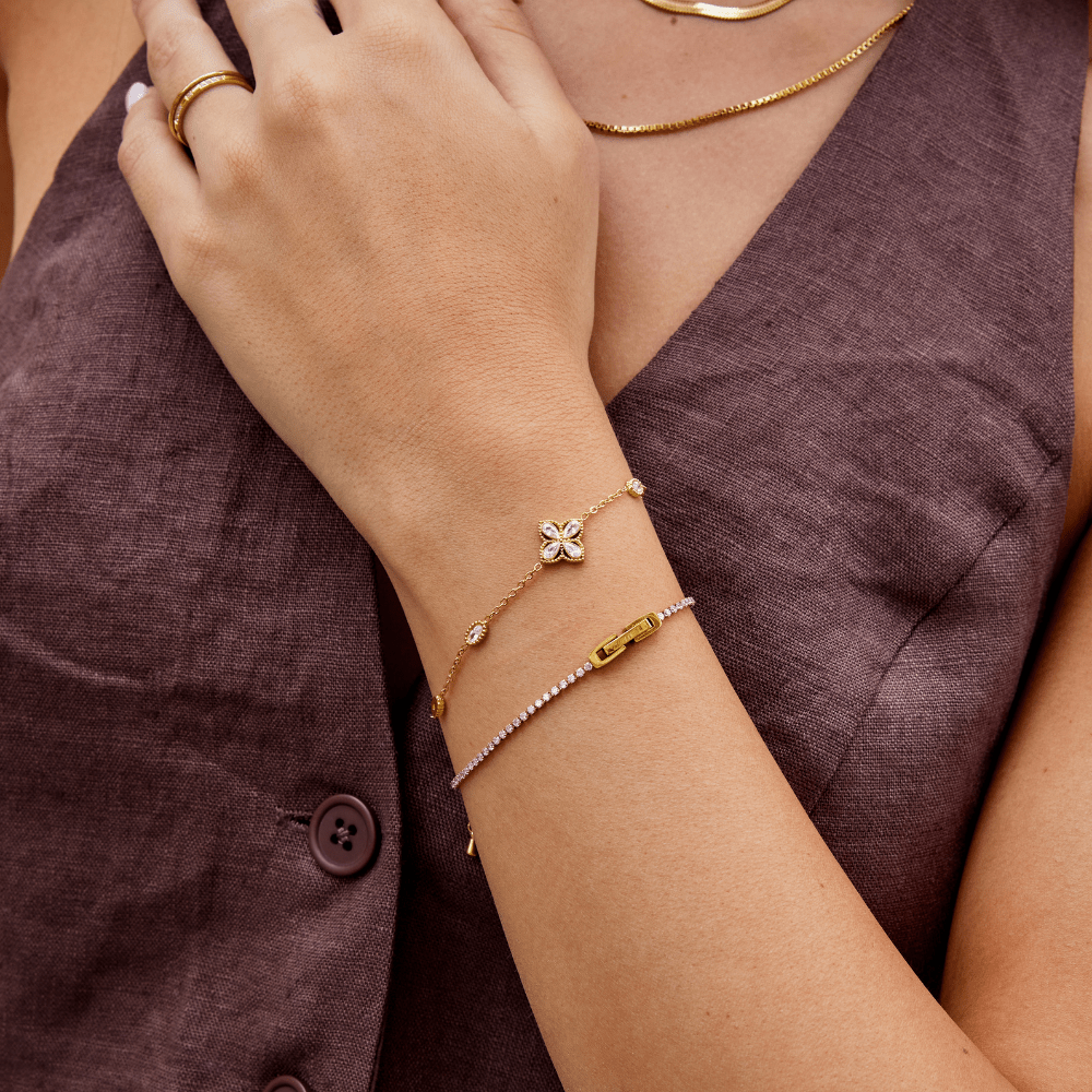 Krystallarmbånd med Firebladskløver