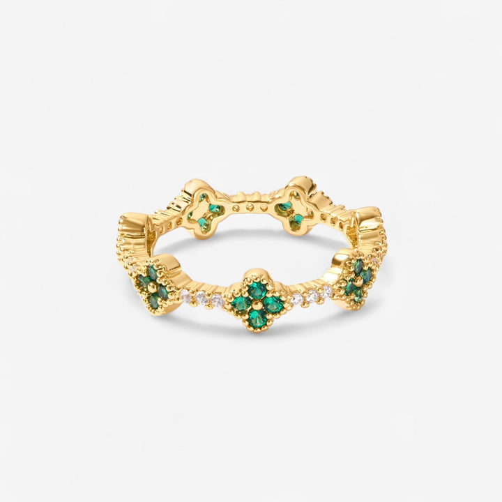 Fire Leaf Clover Crystal Ring