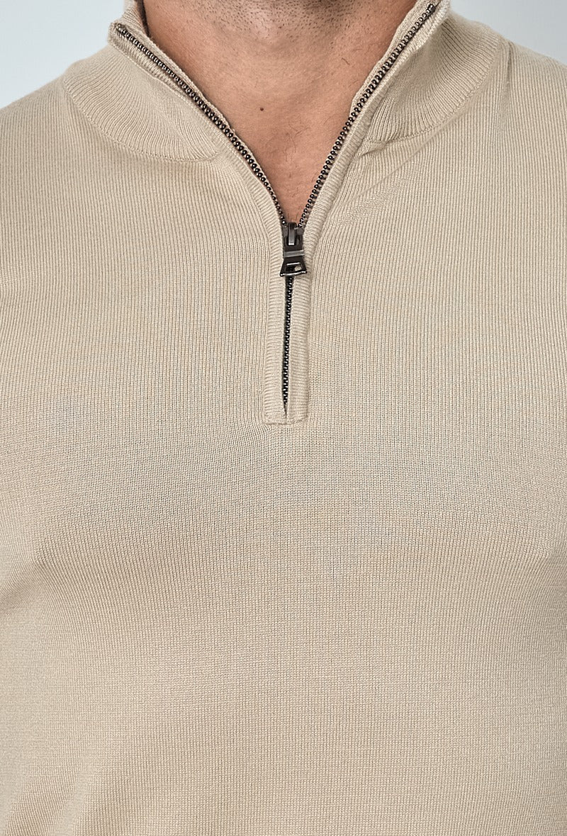 Beige Faro Half-Zip Sweater
