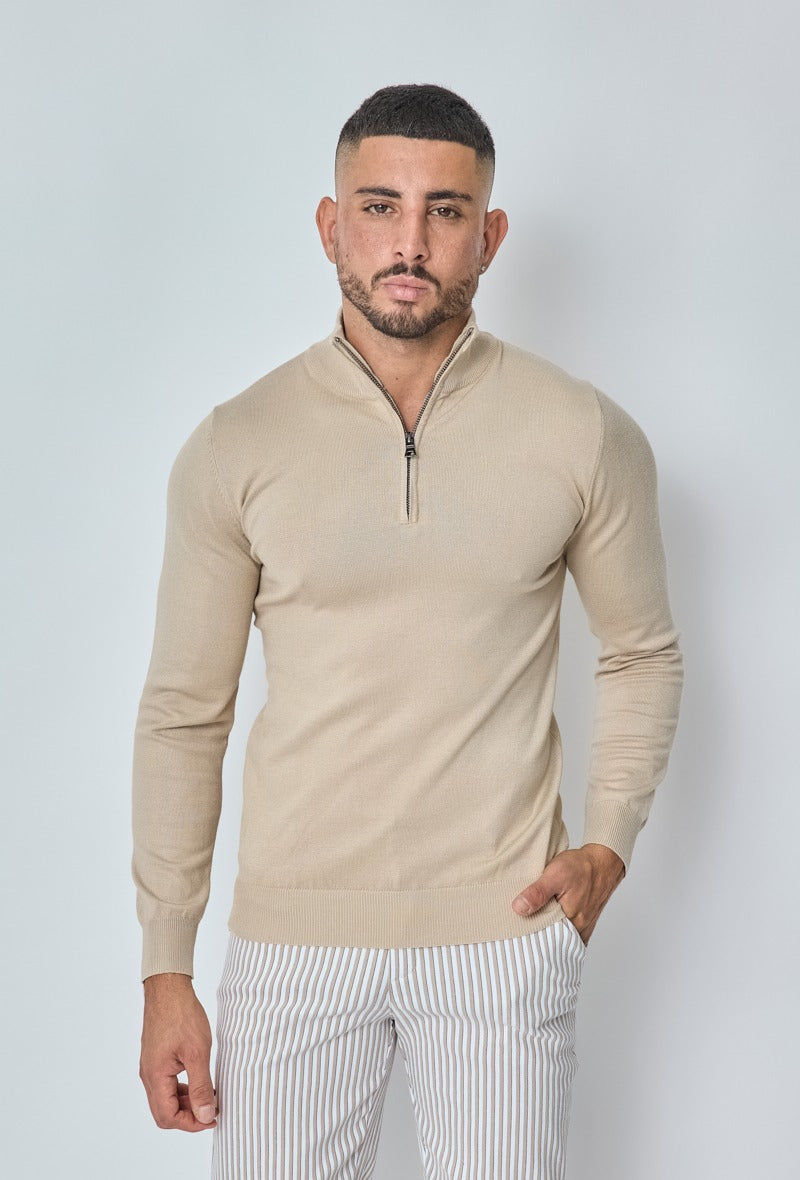 Beige Faro Half-Zip Sweater