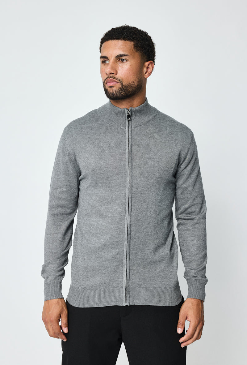Grey Faro Full-Zip Sweater