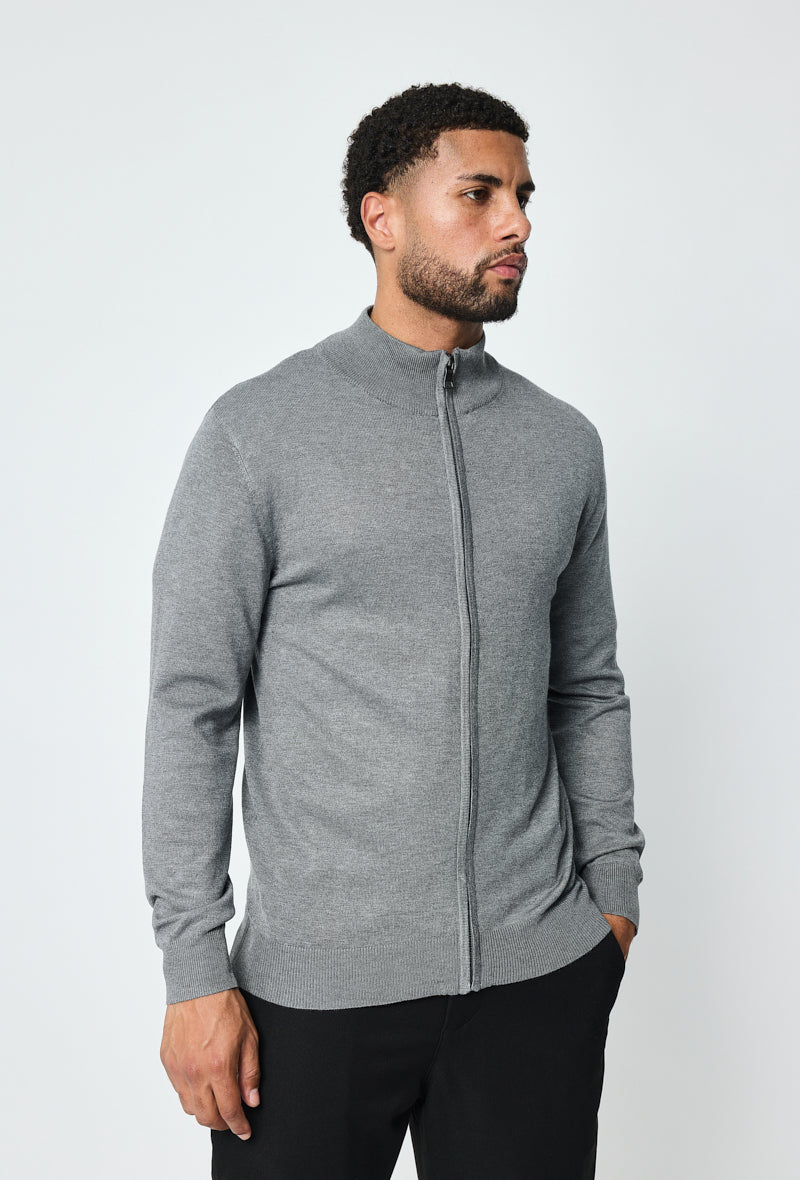 Grey Faro Full-Zip Sweater