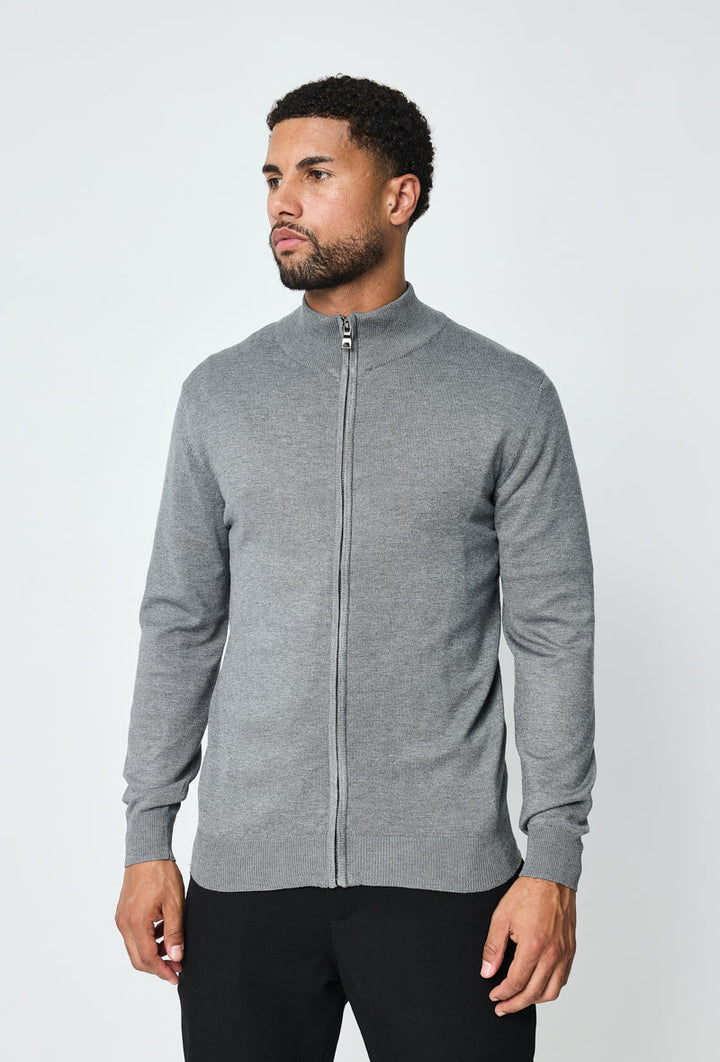 Grey Faro Full-Zip Sweater