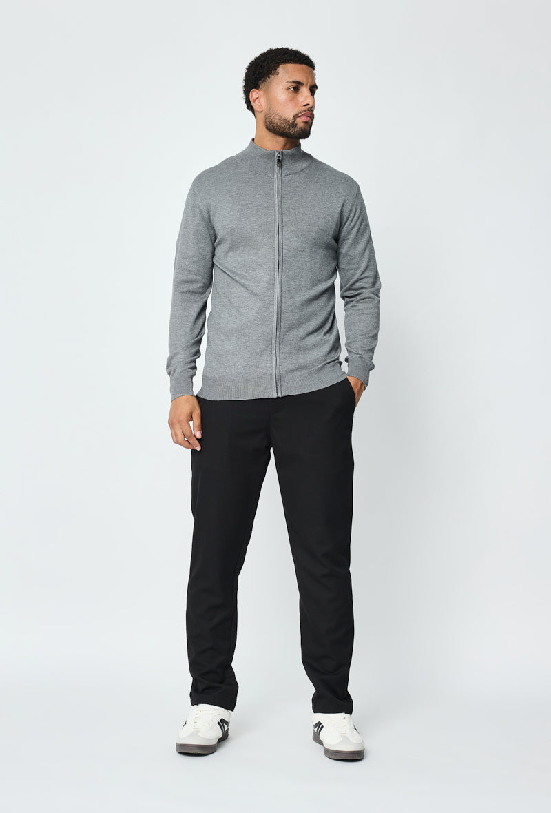 Grey Faro Full-Zip Sweater