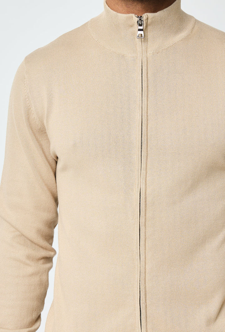 Beige Faro Full-Zip Sweater