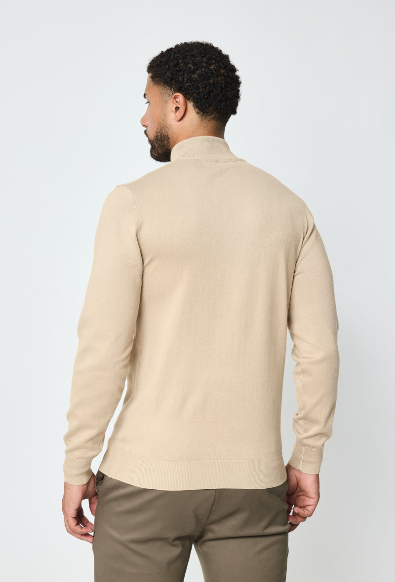 Beige Faro Full-Zip Sweater