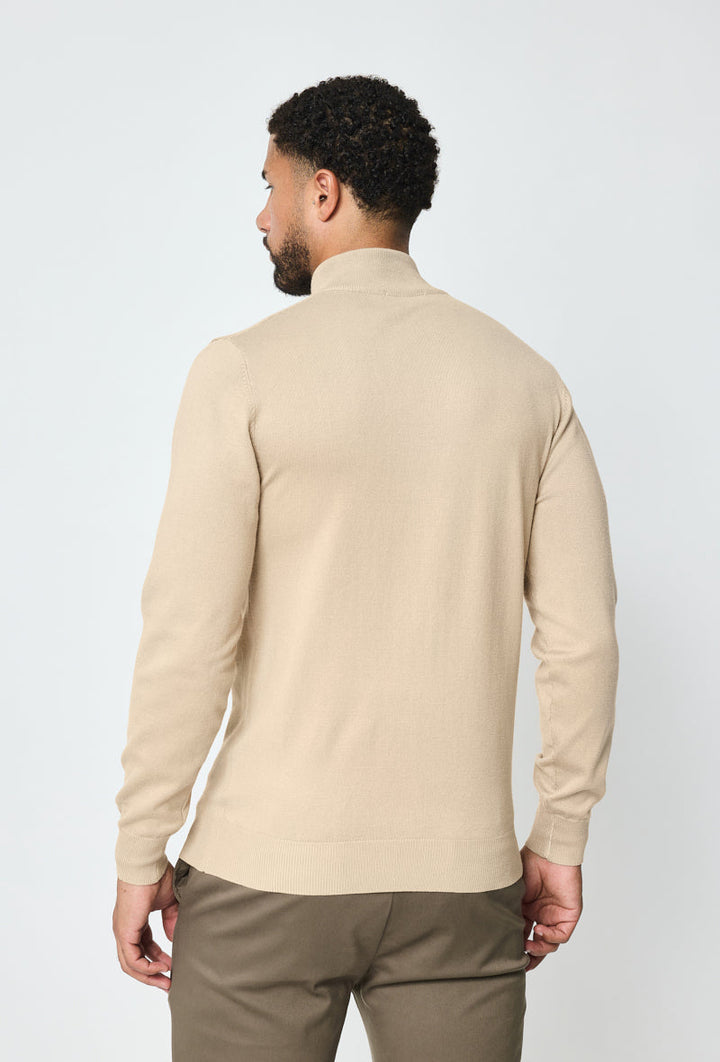Beige Faro Full-Zip Sweater