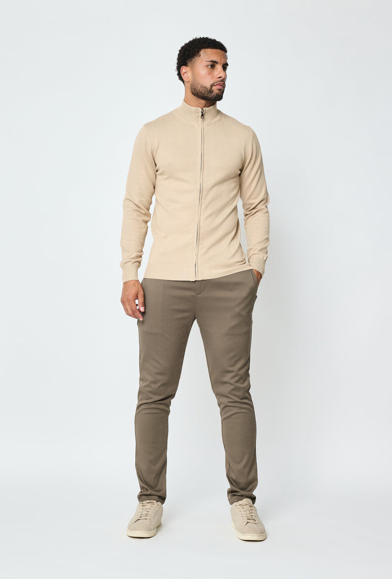 Beige Faro Full-Zip Sweater