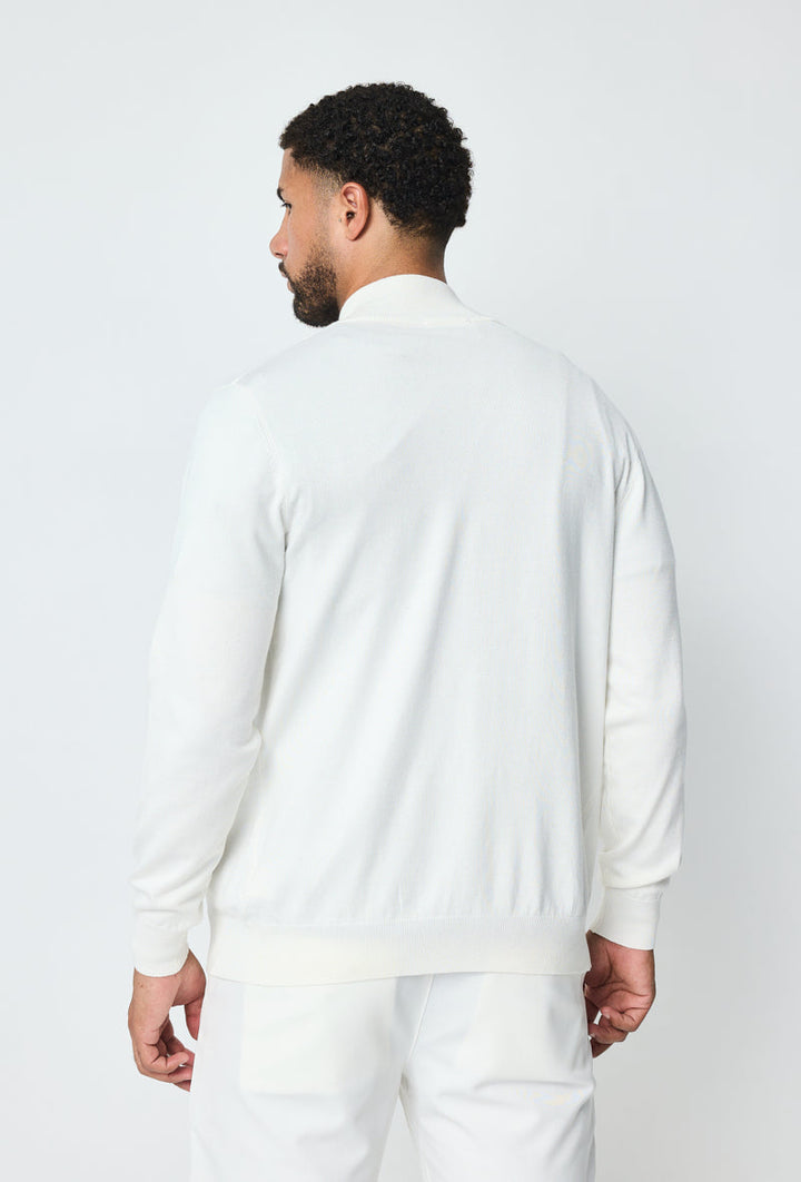 Faro White Full Zip Sweater