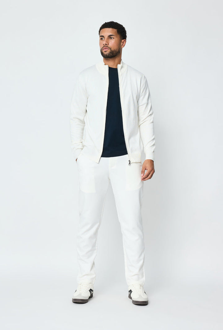 Faro White Full Zip Sweater