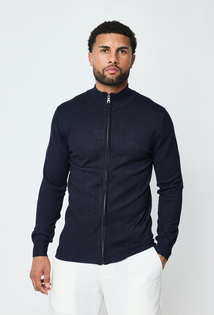 Faro Dark Blue Full Zip Sweater