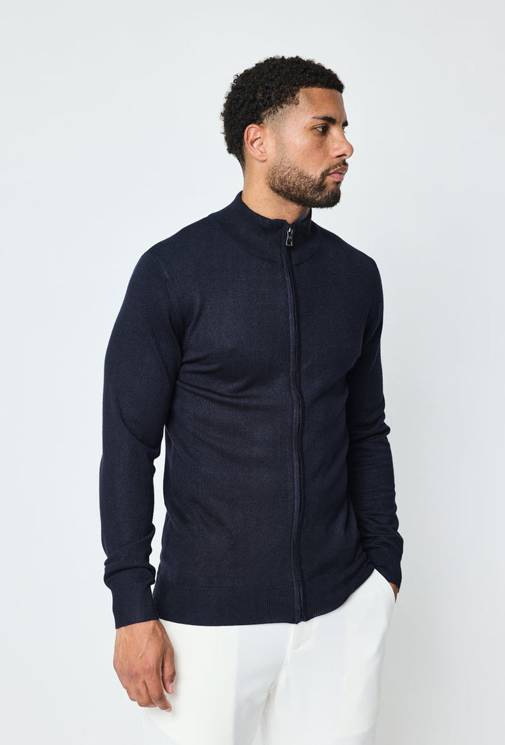 Faro Dark Blue Full Zip Sweater