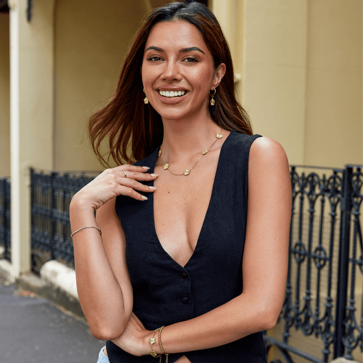 Golden Clover Cluster Necklace