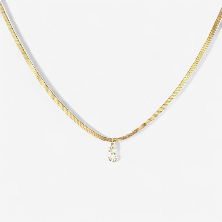 Herringbone Initial Necklace by Melly