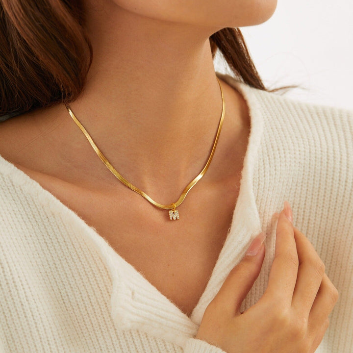 Herringbone Initial Necklace by Melly
