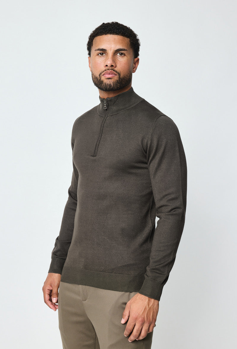 Green Faro Half-Zip Sweater