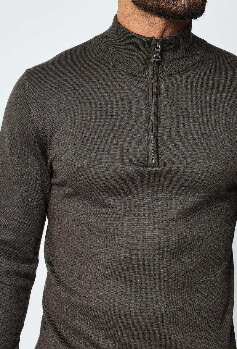 Green Faro Half-Zip Sweater