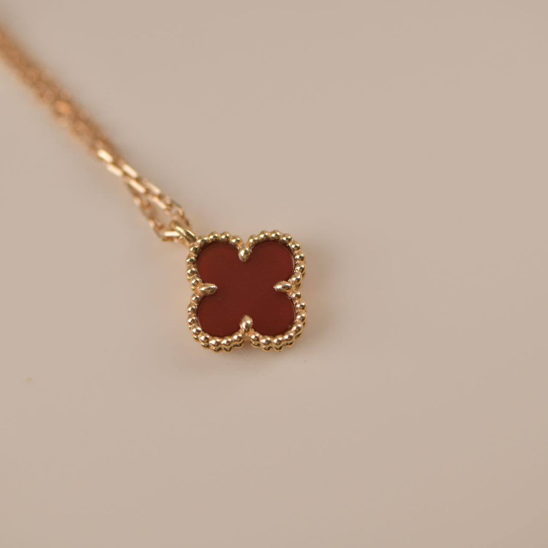 Clover Mini 9.5mm White Carnelian Necklace
