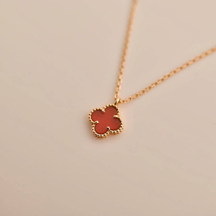 Clover Mini 9.5mm White Carnelian Necklace