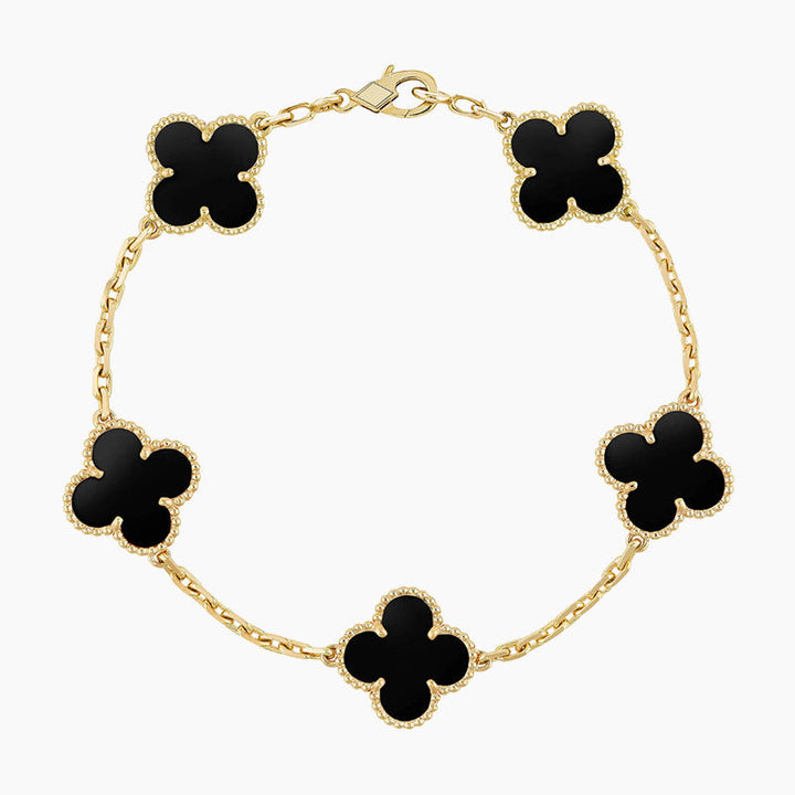 Clover 5 Motiv Black Onyx Bracelet