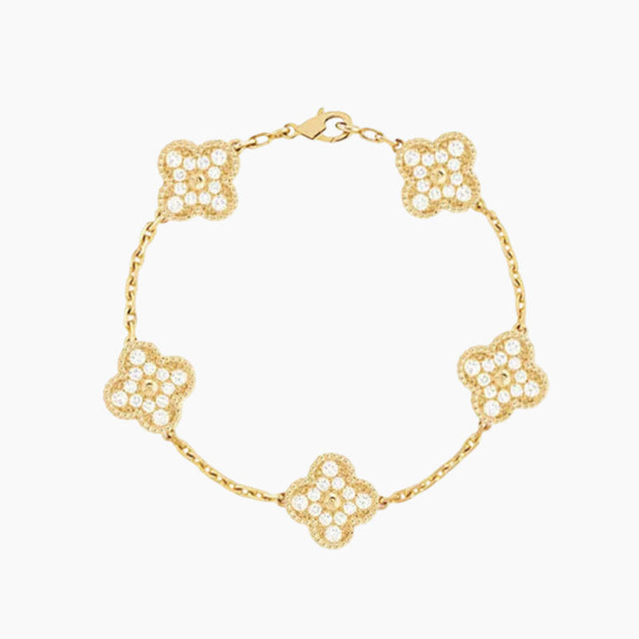 Fire Leber Clover in Gold Zirconia