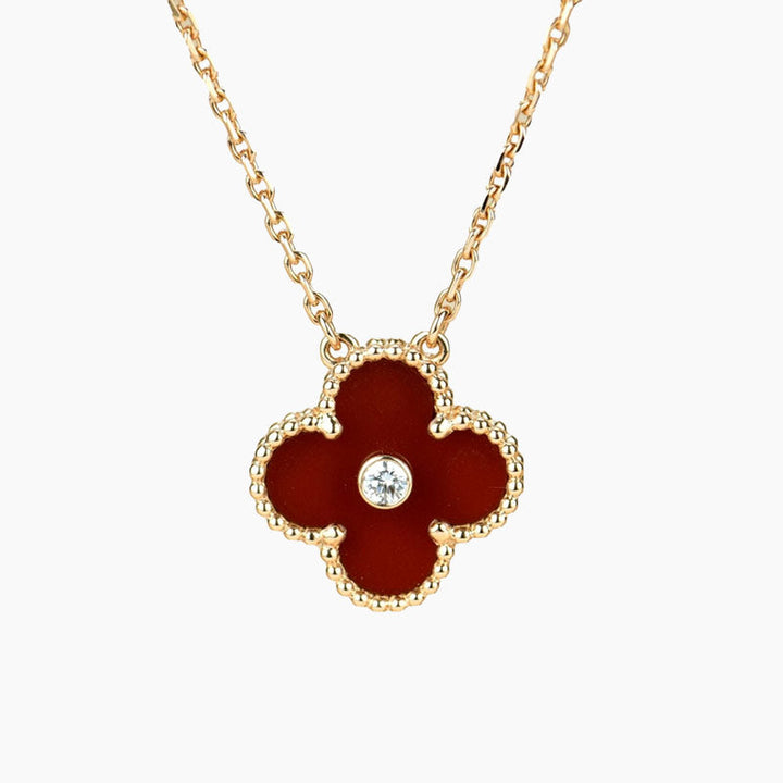 KLOVER 15MM DIAMOND CARNELIAN NECKLACE
