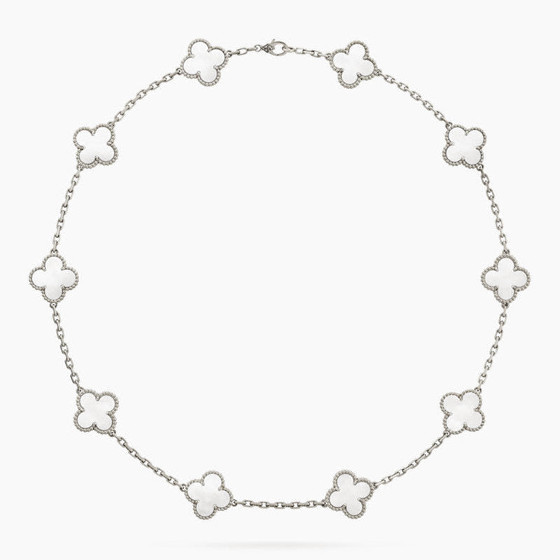 CLOVER 10 MOTIVER WHITE PEARL NECKLACE