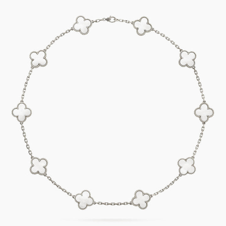 CLOVER 10 MOTIVER WHITE PEARL NECKLACE