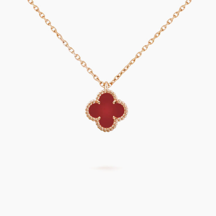 Clover Mini 9.5mm White Carnelian Necklace