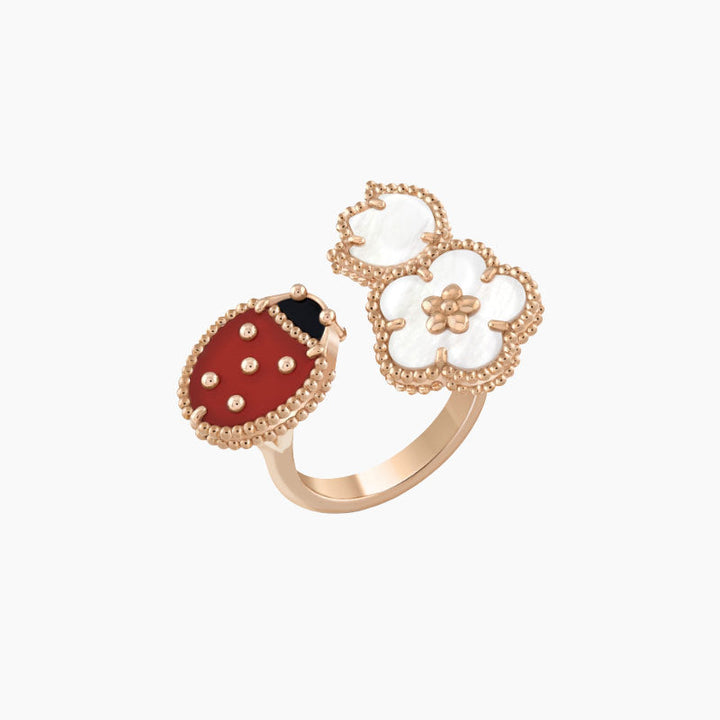 LYKKESYMBOLET 3 MOTIF ROSE GOLD RING