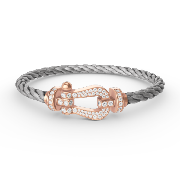 Rose Gold Large Horseshoe Full Diamond Bracelet by FORCE