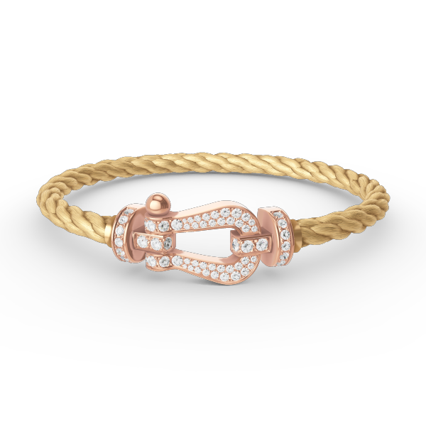Rose Gold Large Horseshoe Full Diamond Bracelet by FORCE
