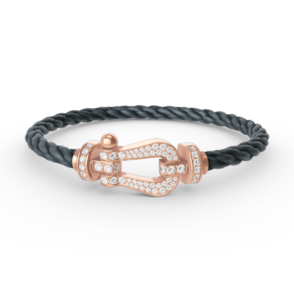 Rose Gold Large Horseshoe Full Diamond Bracelet by FORCE