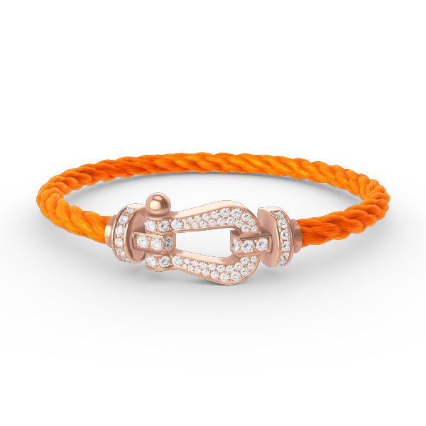 Rose Gold Large Horseshoe Full Diamond Bracelet by FORCE