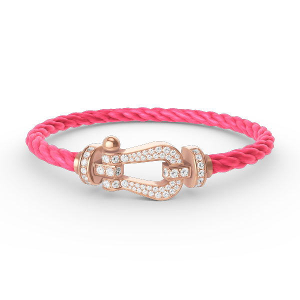 Rose Gold Large Horseshoe Full Diamond Bracelet by FORCE