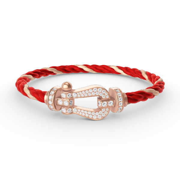 Rose Gold Large Horseshoe Full Diamond Bracelet by FORCE