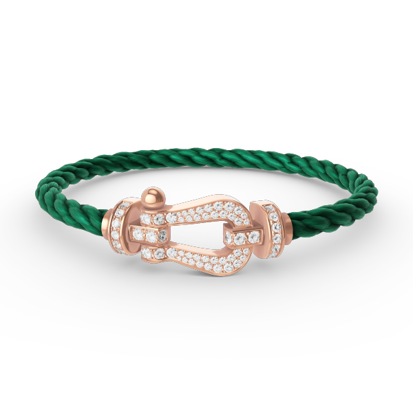 Rose Gold Large Horseshoe Full Diamond Bracelet by FORCE