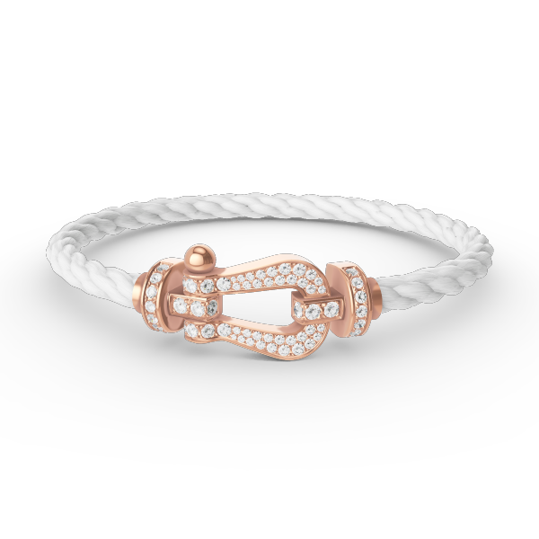Rose Gold Large Horseshoe Full Diamond Bracelet by FORCE